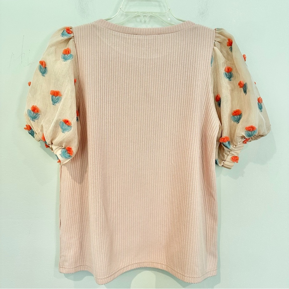 THML Pink Blouse with Embroidered Sleeves - Picture 3 of 6